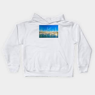 Sailing Boats Berthed, Barcelona Kids Hoodie